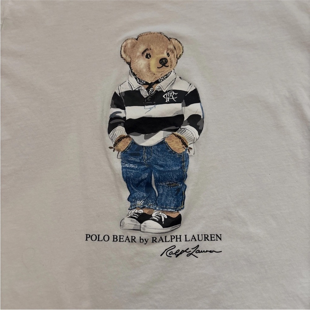 Polo Ralph Lauren Polo Bear Shirt Youth Large White Graphic Tee Casual - Picture 2 of 10